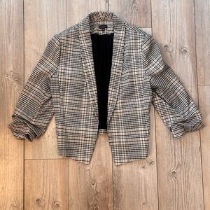 Ann Taylor Black and White Collarless Checkered Blazer XL NWOT